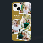 Na moda multifoto-família mostarda moderna elegant<br><div class="desc">Design de capa de telefone eletrônica da família de fotos múltipla na moda moderna. Aniversário ideal, Natal, dia de as mães ou design Dia de os pais. A cor da mostarda pode ser alterada.</div>