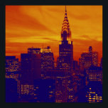 Na moda Orange Blue Retro Pop Art New York Poster<br><div class="desc">Imagem de Estilo Antigo do Nova Iorque Midtown - Trabalhos de arte Vintage de Nova Iorque</div>