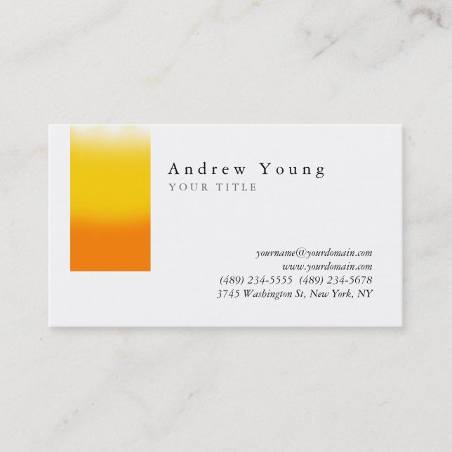 Na moda Orange Yelllow White Cartão de visita (Frente)