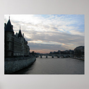 Na moda Poster com belo pôr do sol em Paris