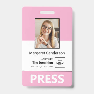 Na moda Press ID Crachá com código de foto e QR