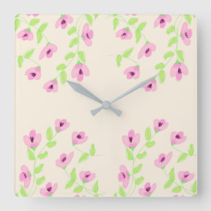 Na moda Quadrado Relógio com Floral Rosa