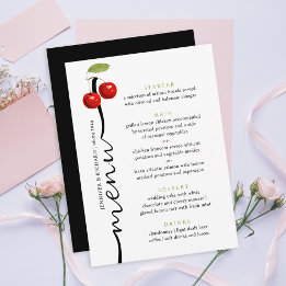 Na moda Retro Red Cherries Menu Plano de Casamento