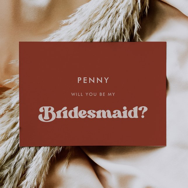 Na moda retro terracotta Cartão de proposta Brides (Criador carregado)