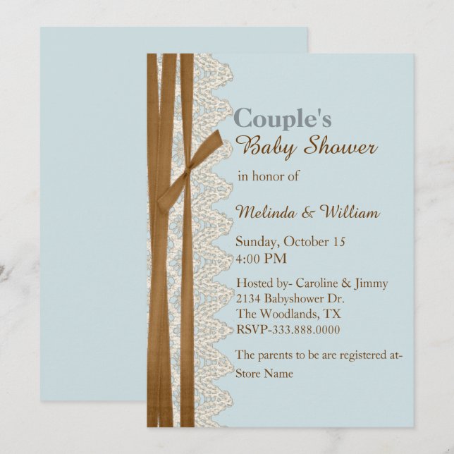 Na moda Robins Convite Para Chá de fraldas Azul Ov (Frente/Verso)