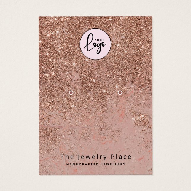 Na moda Rosa Dourado Faux Glitter Earrings Display (Frente)