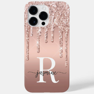 Na moda Rosa Dourado Glitter Drives Monograma de M