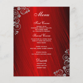 Na moda Ruby Red Cinza Swirl Wedl Menu