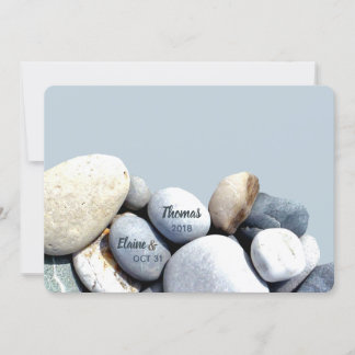 Na moda Rustic Name Modern Unusual Pebbles Casamen