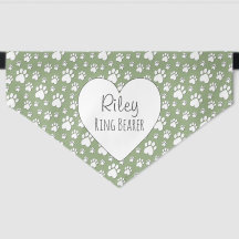 Na moda Sage Green Heart Paw Print Dog Casamento
