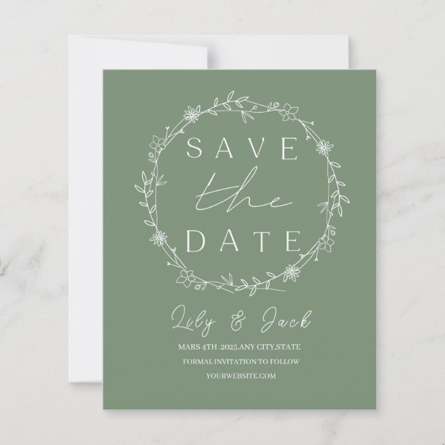 Na moda simples e mínimo Elegante moderno verde (Frente)