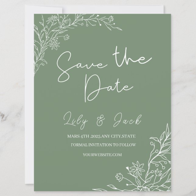 Na moda simples e mínimo Elegante moderno verde (Frente)