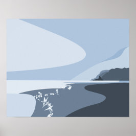 Na moda Steel-Blue Digital Art Seascape Poster