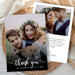 Na moda Tipografia 2 Foto de Cartões de agradecime<br><div class="desc">Boho Heart Modern Typografia Wedding 2 Foto Cartões de agradecimentos. obrigado de casamento na moda minimalista que você modelo com uma foto vertical de cheio na frente com a capa "Obrigado" em uma camada de caracteres com letras de caligrafia manuscritas com tom de coração de amor em branco na foto....</div>