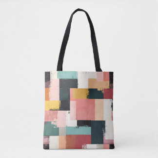 Na moda Tote Bag com Padrão Geométrico Colorido