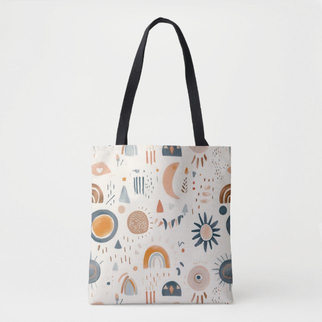 Na moda Tote Bag com Padrões geométricos Abstrato (Frente)