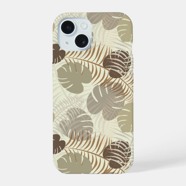 Na moda Tropical Leaf Pattern Beige, Pedra (Verso)