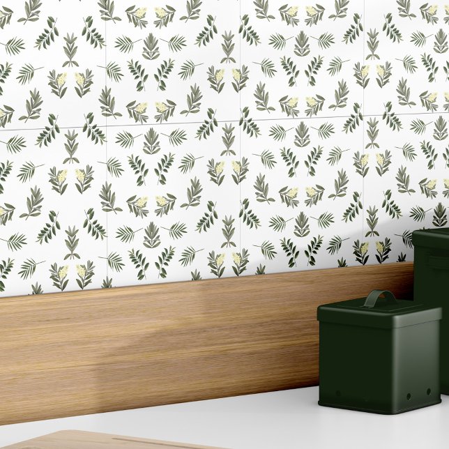 Na moda Verde Botânico Moderno Elegante Russo (Stylish Botanical Greenery Modern Rustic Elegant Ceramic Tile)