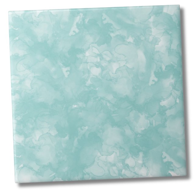 Na moda Watercolor Azul Teal (Simple Watercolor Monogram Turquoise Teal Blue Ceramic Tile)