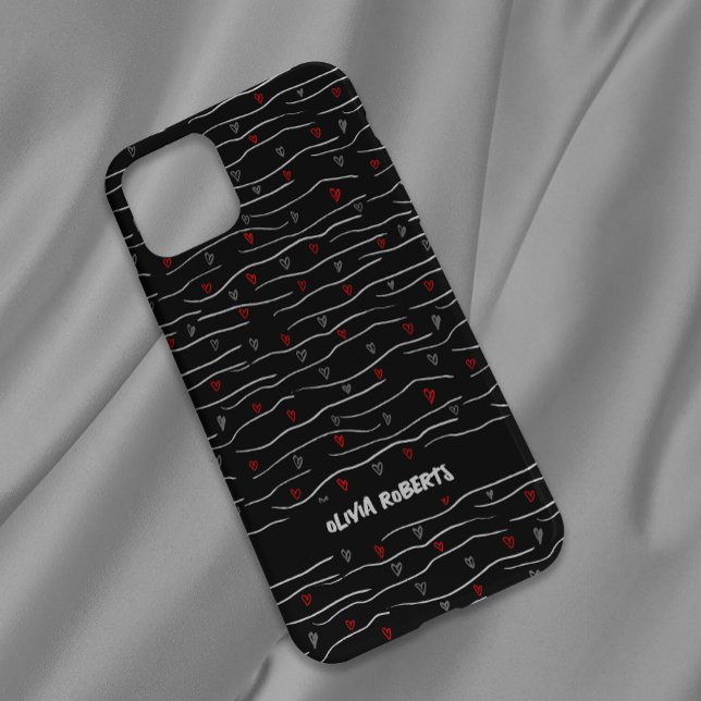 Na moda White Chalk Hearts Lines Pattern Personali (Criador carregado)