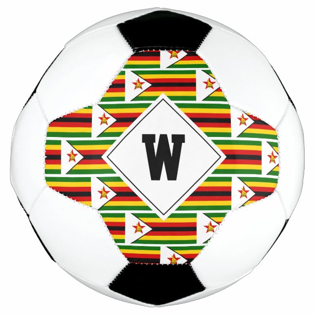 Na moda ZIMBABUWE FLAG Monograma Bola de Futebol (Frente)