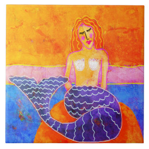 Na pintura de sereia Abstrato das rochas