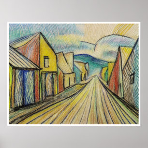 Na Rua Principal - Impressão de Arte Arquivada
