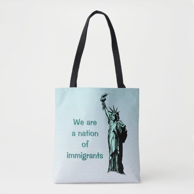 Nação de imigrantes Blue Tote Bag (Frente)