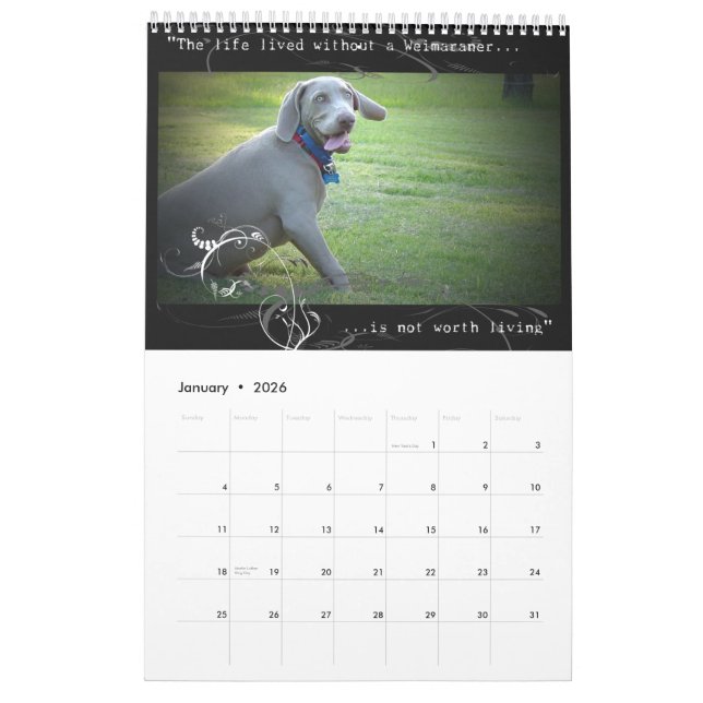 Nação de Weimaraner: Calendário da cotação (Jan 2026)