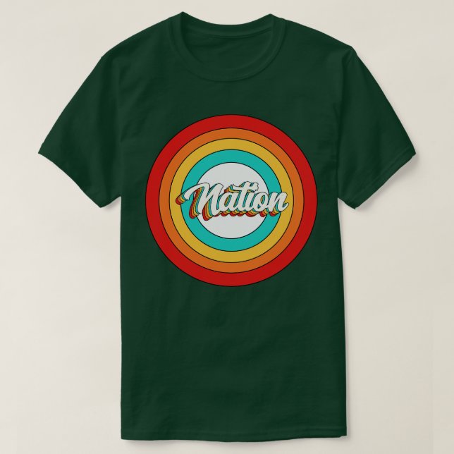 Nação Nome Camisa Vintage Nation Circle (Frente do Design)