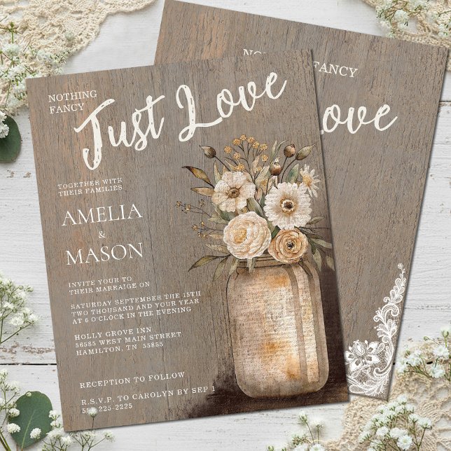 Nada sofisticado, apenas amor Floral Mason Jar Cas (Nothing Fancy Just Love Floral Mason Jar Wedding)