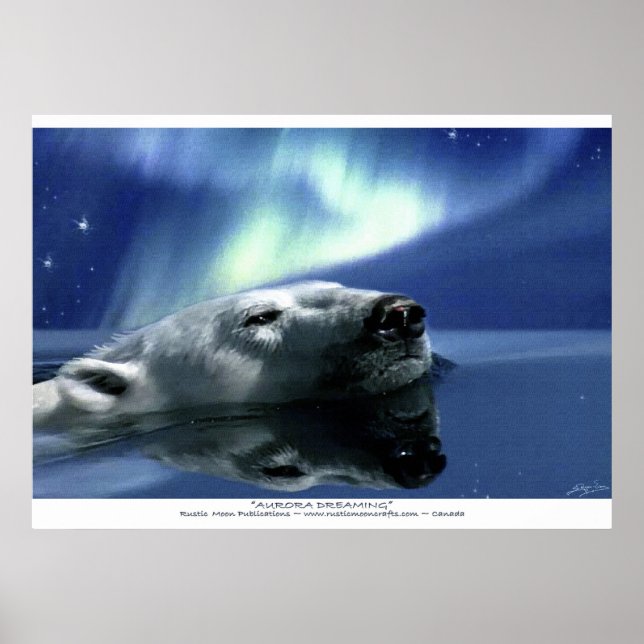 Nadar Urso Polar e Aurora Poster (Frente)