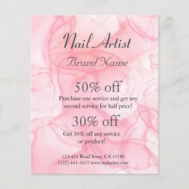 Nagelkünstlergeschäft personalisierter Flyer (Frente)