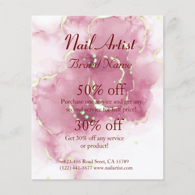 Nagelkünstlergeschäft personalisierter Flyer (Frente)