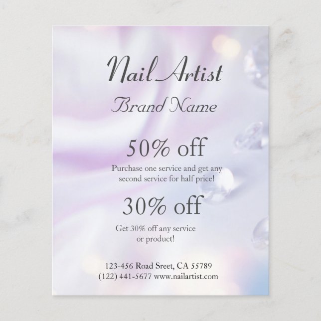 Nagelkünstlergeschäft personalisierter Flyer (Frente)