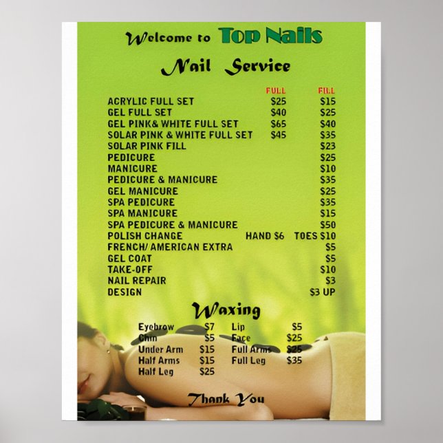 Nail Salon Beauty Poster (Frente)