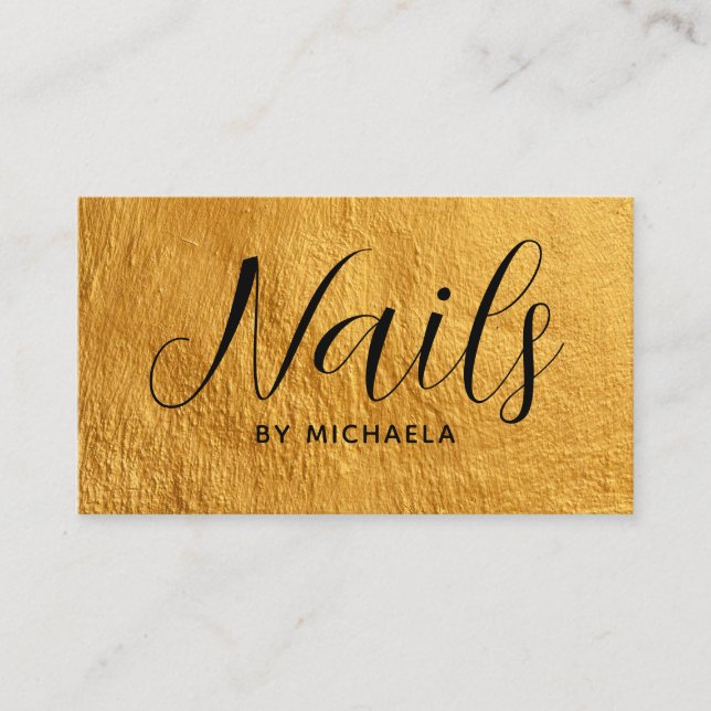 Nail Salon Modern Black Dourado Cartão de visita (Frente)