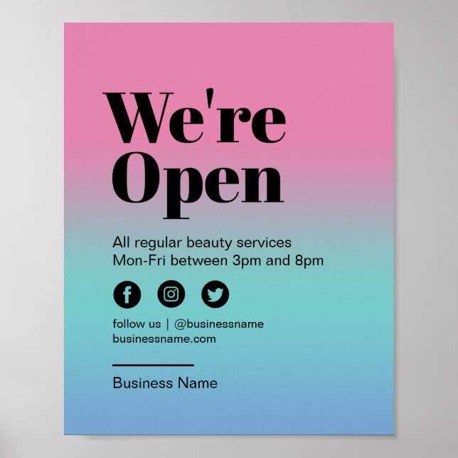 Nail Salon Open for Business Cor-de-rosa Poster (Frente)
