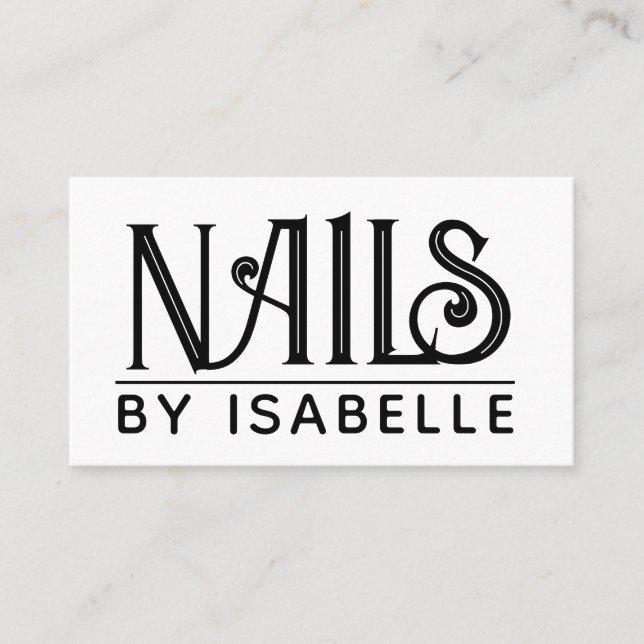 Nail Tech Nail Artist Dourado Black Cartão de visi (Frente)