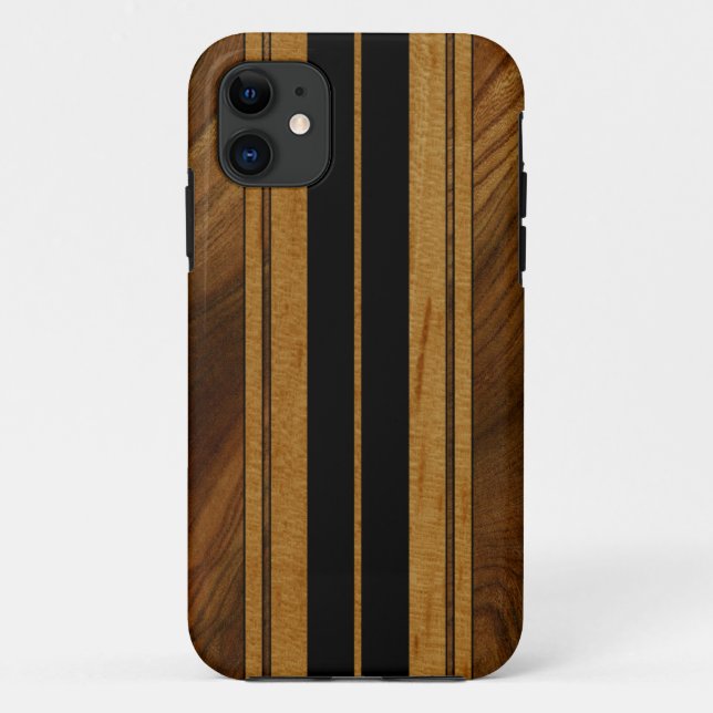 Nalu Mua Faux Koa Wood Surfboard iPhone 5 Capas (Verso)
