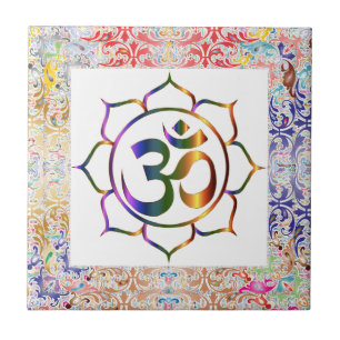 Namaste Aum Om & Lotus Rainbow Border Personalizad