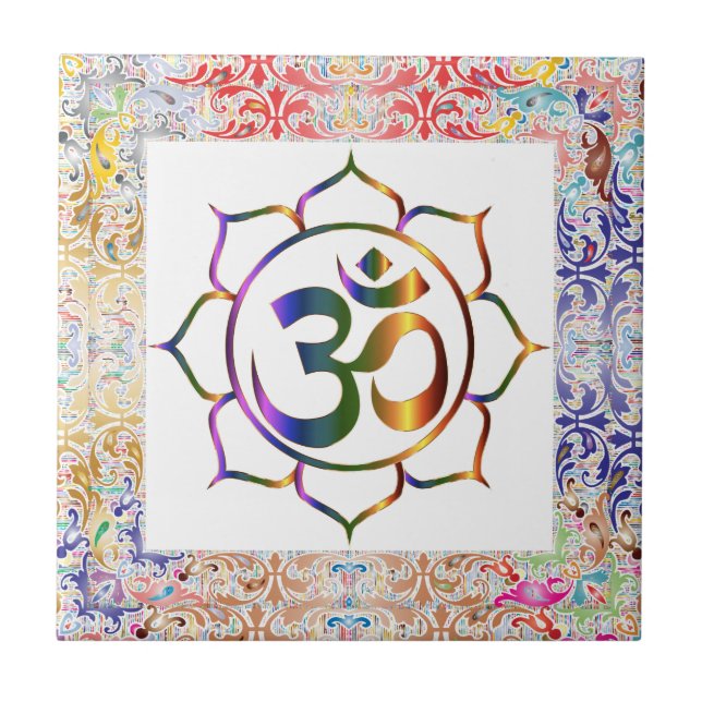Namaste Aum Om & Lotus Rainbow Border Personalizad (Frente)