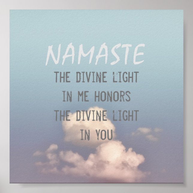 Namaste cita céu poster bllue nuvens (Frente)