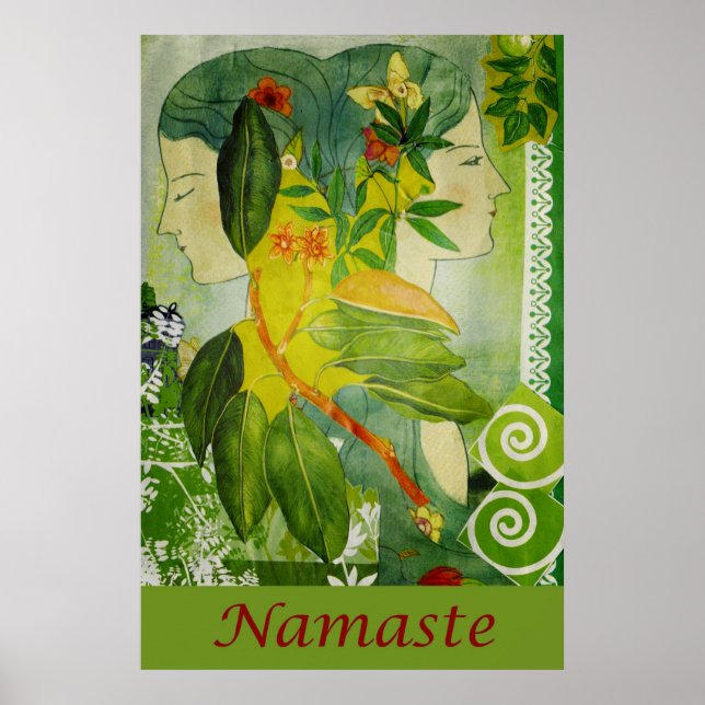 Namaste Green Goddesses 24" x 36" Poster (Frente)