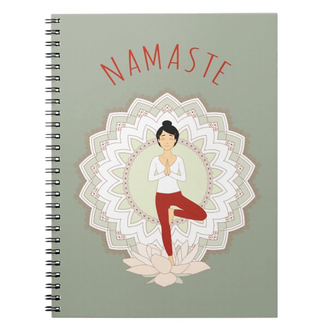 Namaste na pose da árvore - caderno de Asana da (Frente)