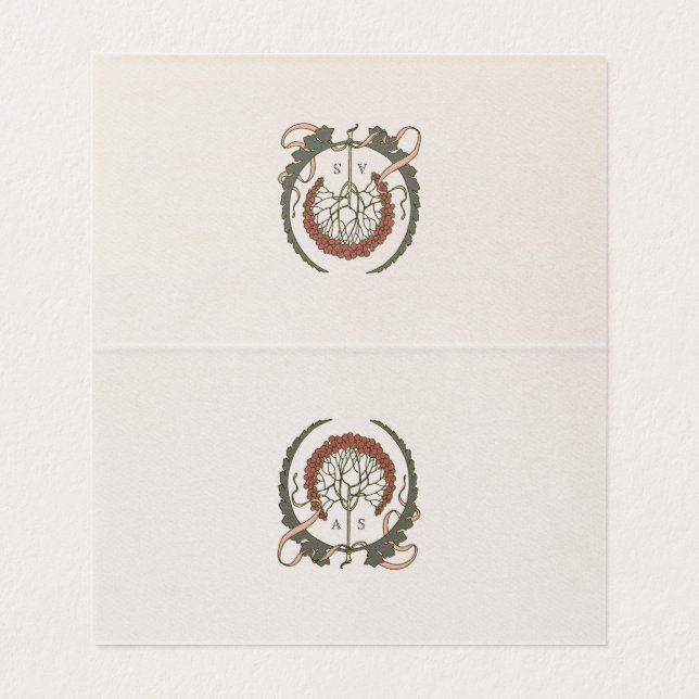 Name Cards Wedding Table Vintage Art Nouveau (Interior Desdobrado)