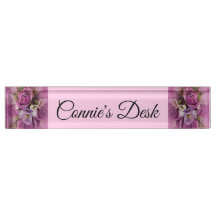 Nameplate da Mesa Elegante Rose Bouquet