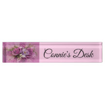 Nameplate da Mesa Elegante Rose Bouquet