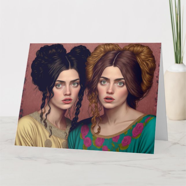 NAMORADAS AMIGOS HAIRSTYLES FUNNY CARTÕES DE ANIVE (Frente)