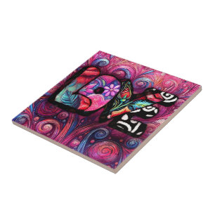 Namorados abstrato Love Word Grafite Floral Cor-de